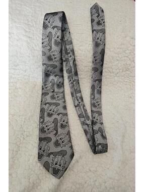 Vintage Disney Balancine The Tie Works Donald Duck Graphics Tie Gray 57" Long